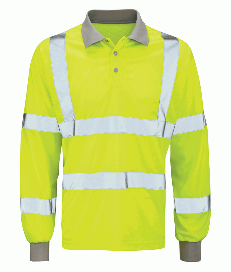 Orbit Hi Vis Long Sleeve Polo Shirt Yellow